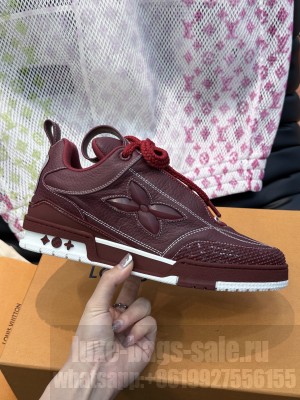 Louis Vuitton LV Skate Man's Sneakers in Leather and Mesh Burgundy 2023
