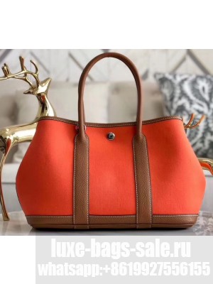 Hermes Canvas Garden Party 30/36 Bag Orange