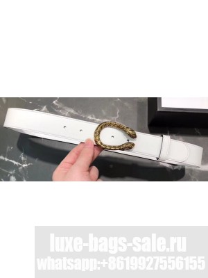 Gucci Width 3/3.5cm Leather Belt White with Dionysus Buckle