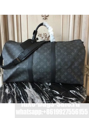 Louis Vuitton Keepall 50 Bandouliere Duffle Bag Monogram Eclipse Canvas Fall/Winter 2017 Collection M40568