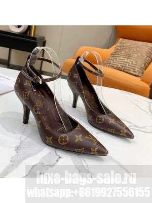 Louis Vuitton Attitude Calfskin Pumps 8.5cm with Ankle Strap Monogram Canvas 2021 Collection