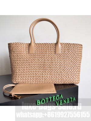 Bottega Veneta Large intreccio leather tote bag 608811 Apricot