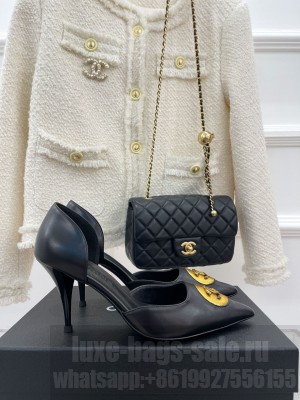 Chanel pointed toe lambskim Pumps Black 2023 Collection