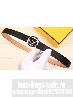 Fendi Width 2cm F is Fendi Logo Round Buckle Belt Black/Silver