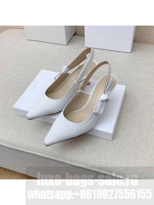 DIOR HEEL 6.5CM J'ADIOR SLINGBACK PUMPS IN COTTON EMBROIDERY WHITE 2022 COLLECTION