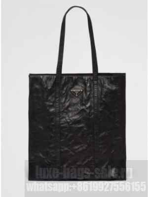 Prada Medium antiqued nappa leather tote bag 1BG587 black