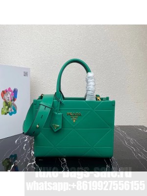 Small leather Prada Symbole bag with topstitching 1HH039 green