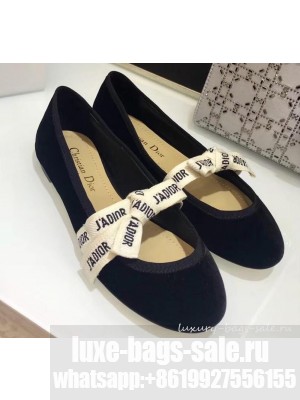 Miss Dior J'Adior And Bow Ribbon Ballet Pumps Velvet Black 2019