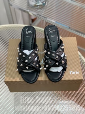 Christian Louboutin Miss Spika Club 55 mm Sandals Nappa leather and Spikes Studio Black