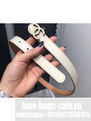 Chanel Width 2cm CC Logo Buckle Leather Belt White