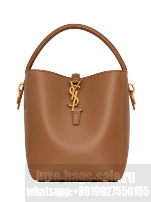 Saint Laurent Le 37 Small In Shiny Leather Coffee