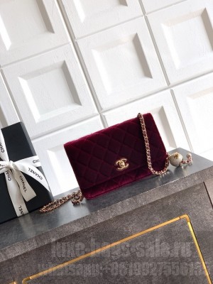 Chanel velvet Wallet On Chain AP1450 burgundy