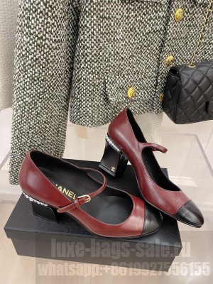 Chanel Heel 75mm Mary Janes With Pearl Pumps Red Spring 2022 Collection