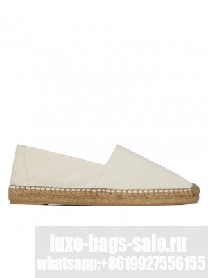 Saint Laurent Women's Cassandre Embroidered Espadrilles In Denim Cream