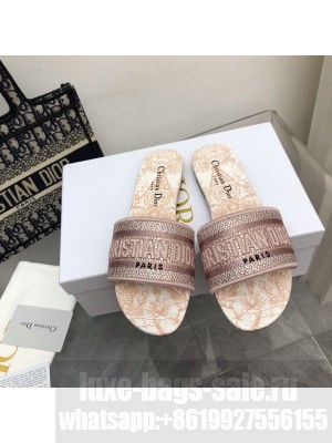 Dior Dway Slide With Crystal Embroidered Cotton Pink 2022 Collection