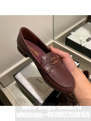 Chanel Calfskin Burgundy Loafers G35067 2021 Collection