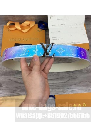 Louis Vuitton Men's Iridescent Belt 40mm with LV Buckle Silver Grey 2019 Collection