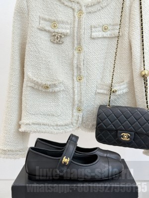 Chanel Lambskin Mary Janes Ballet Flats Black 2025
