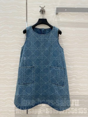 Dior Cannage Washed Denim A-Shaped Dress 2025