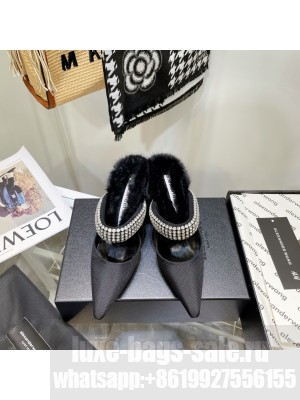 Alexander Wang grace85 crystal mule in nylon & faux fur