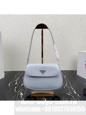 Prada Cleo brushed leather shoulder bag with flap 1BD311 light blue