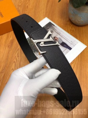 Louis Vuitton Grained Calfskin Reversible Belt 40mm Black/Silver 02 2019 Collection