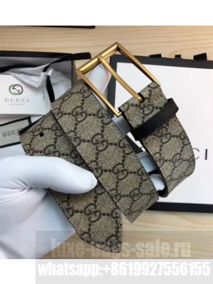 Gucci GG Supreme Belt with Gold Buckle 38mm Width 