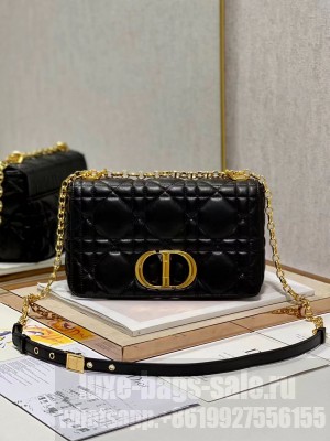 MEDIUM DIOR CARO BAG Supple Cannage Calfskin M9242U black&gold