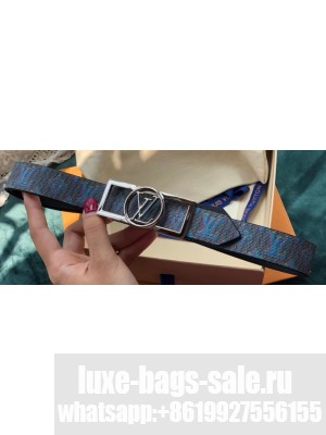 Louis Vuitton Width 3cm Square Circle LV Belt Blue/Silver