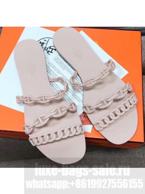 Hermes Chaine D'ancre Rivage Rubber Slipper Sandals Nude