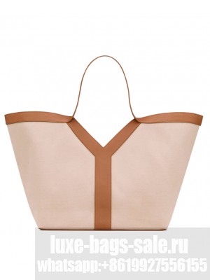Saint Laurent Y Leather And Canvas Tote Bag Coffee