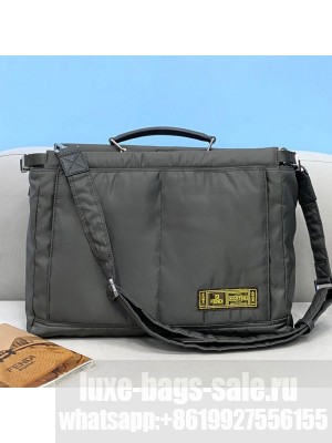 Fendi Men's Peekaboo Nylon Large Bag Grey  2021 Collection