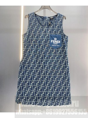 Fendi Women's FF Jacquard Vest Dress Blue