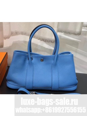 Hermes Mini Garden Party Bag in original togo leather Denim Blue