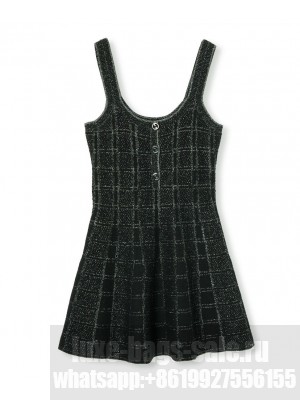 Gucci Women's Wool And Lame Check Jacquard Dress Black