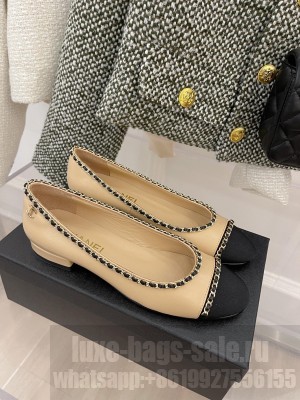 Chanel Heel 2cm chain Ballerinas Beige Spring 2022 Collection