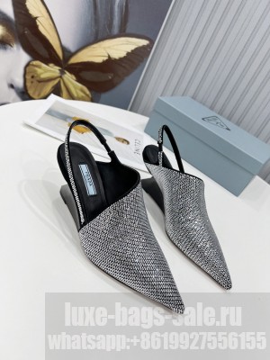 Prada 6.5CM Crystals Slingback pumps 
