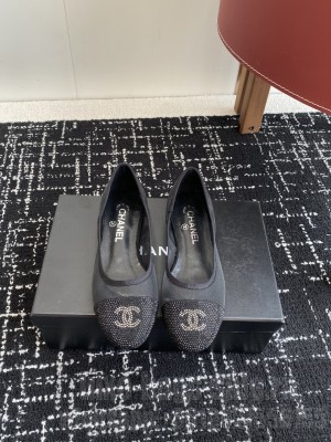 Chanel Ballet Flats mesh with crystal double c logo black 2025