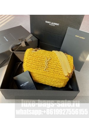 SAINT LAURENT NIKI SMALL CHAIN BAG IN RAFFIA 498892 YELLOW