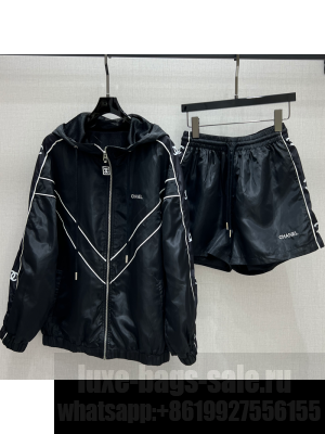 Chanel Jacket and Shorts Activewear Set Black 2025
