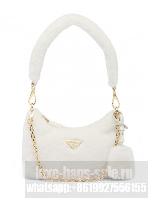 Prada Shearling Mini-bag 1BC204 Cream