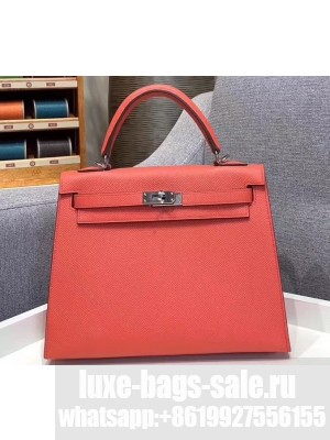 Hermes Kelly 25cm Bag in Original Epsom Leather Salmon Red