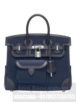 Hermes Birkin Cargo 25 Bag Dark Blue