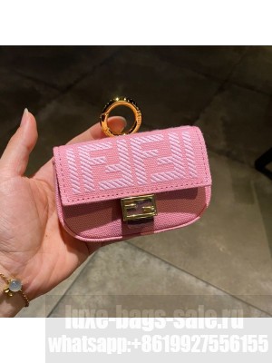 Fendi FF Canvas Nano Baguette Charm Pink 2021 Collection