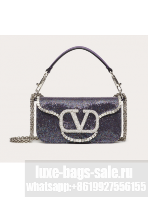 VALENTINO MINI LOCO imitation crystal shoulder bag WB0K53SL dark purple