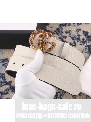 Gucci Calf Leather Belt with Double G Buckle 35mm Width White