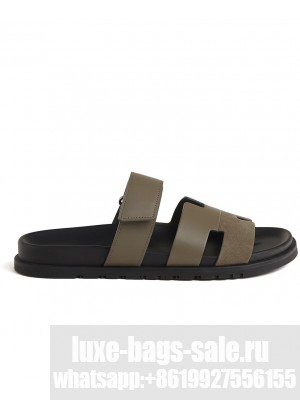Hermes Unisex Chypre Sandal Dark Green