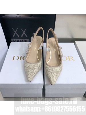 Dior J'Adior Slingback Pumps 6.5cm in Quake Oblique Embroidery Beige 2022 Collection