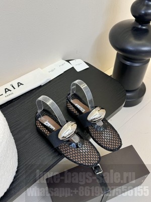 Alaïa JEWEL BALLET FLATS IN FISHNET BLACK/SILVER