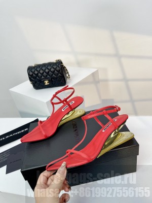 Jil Sander 65mm T-bar leather sandals Red